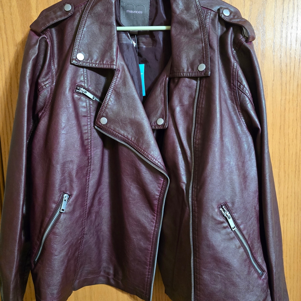 Maurices Deep Burgundy Leather Jacket
